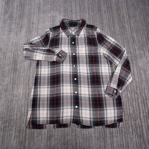 J. Jill Button Down Shirt Womens M Black Plaid Good Long Sleeve Rayon Top